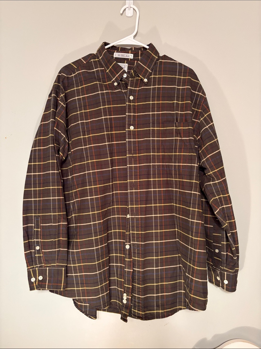 The Big One Brown Plaid Button-Down Shirt with Yellow and Red Lines